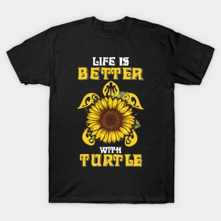 Life Is Better With Turtle Sunflower T-Shirt